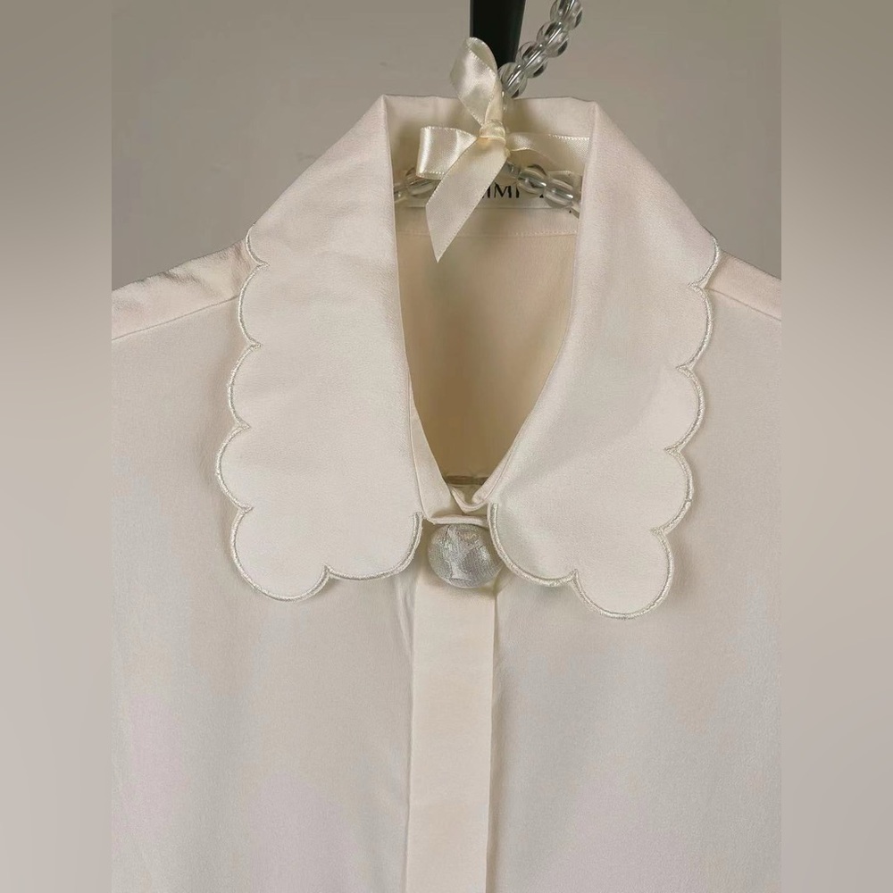 J.ING Off White Silk Blouse Top - Picture 3 of 6